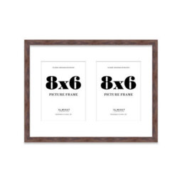 16X12 Inch 2 Opening Photo Collage Frame, Display Two 8X6 Inch Photos, Multi Aperture Family Picture Frame, Walnut - thumbnail 2