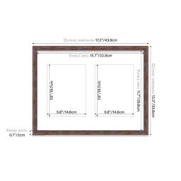 16X12 Inch 2 Opening Photo Collage Frame, Display Two 8X6 Inch Photos, Multi Aperture Family Picture Frame, Walnut - thumbnail 4