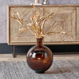 Pacific Lifestyle Round Vase In Pecan Brown Recycled Glass