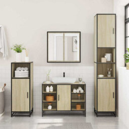 Walplus Bathroom Sink Cabinet Sonoma Oak 80X33X60 Cm Engineered Wood - thumbnail 3