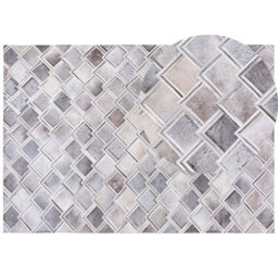 Beliani Rug Agacli Grey 160 X 230 Cm Leather