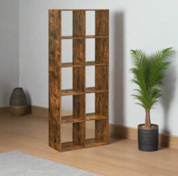 Modcraft 10-Cube Bookcase, Rustic Brown Storage Unit, Industrial Bookshelf For Living Room, Bedroom, - thumbnail 3