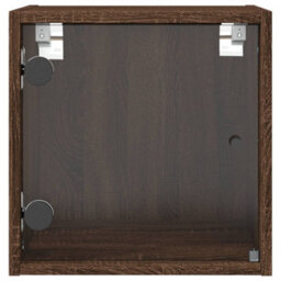 Berkfield Bedside Cabinet With Glass Door Brown Oak 35X37X35 Cm - thumbnail 7