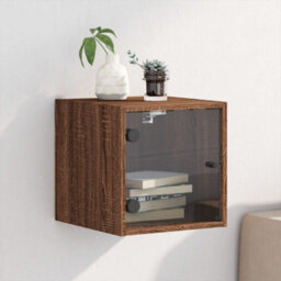 Berkfield Bedside Cabinet With Glass Door Brown Oak 35X37X35 Cm