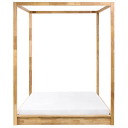 Beliani Four Poster Bed Wood Herliere 160 X 200 Cm (Eu King Size) Light Brown - thumbnail 4