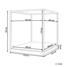 Beliani Four Poster Bed Wood Herliere 160 X 200 Cm (Eu King Size) Light Brown - thumbnail 3