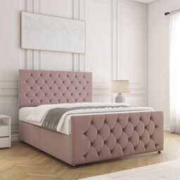 Bsspoke Maya Divan Bed Pink Plush Velvet 24Inch Headboard & 20Inch Footboard No Mattress No Drawers In 3Ft 4Ft 4Ft6 5Ft 6Ft - thumbnail 3