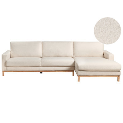 Beliani Corner Sofa 4 Seater Siggard Boucle White Right Hand - image 1