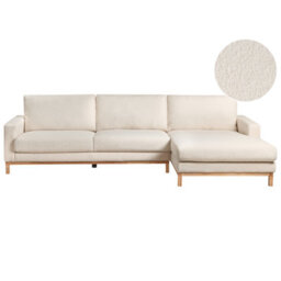 Beliani Corner Sofa 4 Seater Siggard Boucle White Right Hand