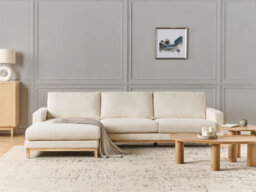 Beliani Corner Sofa 4 Seater Siggard Boucle White Right Hand - thumbnail 2
