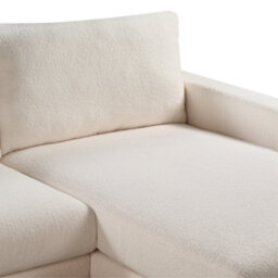 Beliani Corner Sofa 4 Seater Siggard Boucle White Right Hand - thumbnail 6