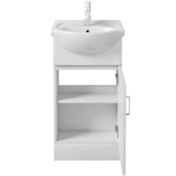 Affine 450mm Floorstanding Bathroom Vanity Unit & Basin Sink Gloss White Tap + Waste - thumbnail 5