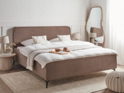 Beliani Bed Boucle Valognes 180 X 200 Cm (Eu Super King) Brown - thumbnail 2