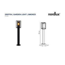 Nordlux Griffin Outdoor Aluminium Garden Post Tinted Glass Black,mains - thumbnail 7