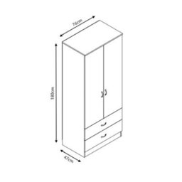 Fwstyle 2 Drawer 2 Door Combination Wardrobe Grey Gloss Scratch Resistant Bedroom Furniture - thumbnail 9
