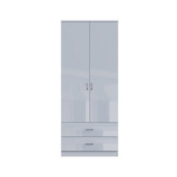 Fwstyle 2 Drawer 2 Door Combination Wardrobe Grey Gloss Scratch Resistant Bedroom Furniture - thumbnail 6
