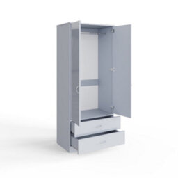 Fwstyle 2 Drawer 2 Door Combination Wardrobe Grey Gloss Scratch Resistant Bedroom Furniture - thumbnail 5