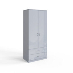 Fwstyle 2 Drawer 2 Door Combination Wardrobe Grey Gloss Scratch Resistant Bedroom Furniture - thumbnail 4