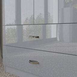 Fwstyle 2 Drawer 2 Door Combination Wardrobe Grey Gloss Scratch Resistant Bedroom Furniture - thumbnail 3