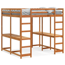 Berkfield Loft Bed With Desk And Ladder Wax Brown 160X200 Cm Solid Wood Pine - thumbnail 2