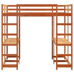 Berkfield Loft Bed With Desk And Ladder Wax Brown 160X200 Cm Solid Wood Pine - thumbnail 5