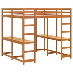 Berkfield Loft Bed With Desk And Ladder Wax Brown 160X200 Cm Solid Wood Pine - thumbnail 3