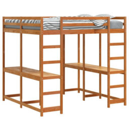 Berkfield Loft Bed With Desk And Ladder Wax Brown 160X200 Cm Solid Wood Pine - thumbnail 4