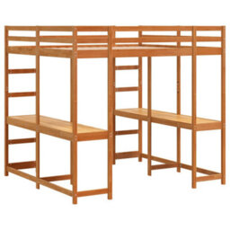 Berkfield Loft Bed With Desk And Ladder Wax Brown 160X200 Cm Solid Wood Pine - thumbnail 7