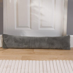 OHS Faux Fur Fleece Draft Excluder Window Insulation Stopper, Grey - 20 X 90Cm