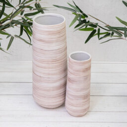Annibells Natural Rustic Stoneware Ribbed Ceramic Vases (7603) - Small - thumbnail 4