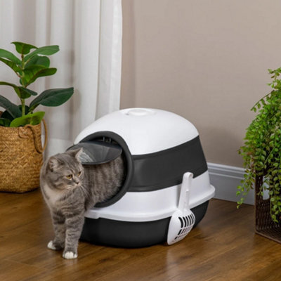 Thehotsale Black Extra Large Hooded Cat Litter Box With Odor Filter Scoop