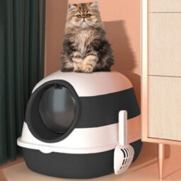 Thehotsale Black Extra Large Hooded Cat Litter Box With Odor Filter Scoop - thumbnail 2