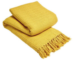 Lisbon Pure Cotton Honeycomb Throw In Ochre, 178 X 254Cm
