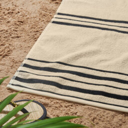 Catherine Lansfield Banded Stripe Cotton 75X150Cm Beach Towel Pair Cream/natural - thumbnail 3