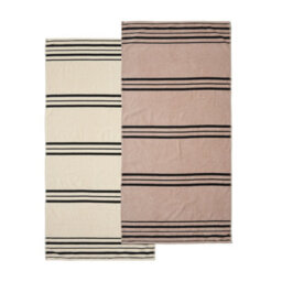 Catherine Lansfield Banded Stripe Cotton 75X150Cm Beach Towel Pair Cream/natural - thumbnail 4