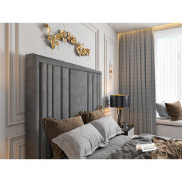 Atom Upholstered Soft Velvet  Grey Tv Bespoke Bed Frame - thumbnail 3
