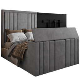 Atom Upholstered Soft Velvet  Grey Tv Bespoke Bed Frame - thumbnail 4