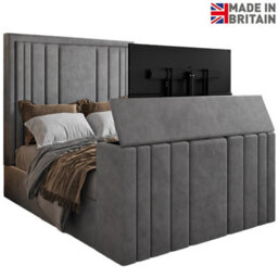 Atom Upholstered Soft Velvet  Grey Tv Bespoke Bed Frame - thumbnail 5