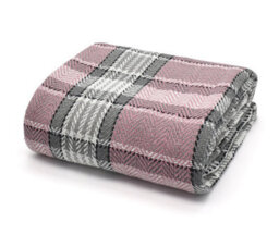 Velosso Soft Weave Cotton Throw Blanket - Ideal For Sofa, Bed, Armchair - 90Cm X 100Cm - Blush And Grey - thumbnail 1