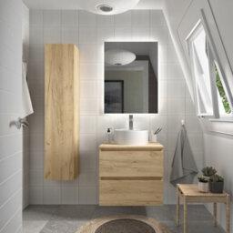 Cygnus bath Bequia Vanity Unit 70Cm Oak Worktop Basin Ceramic - thumbnail 1