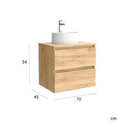 Cygnus bath Bequia Vanity Unit 70Cm Oak Worktop Basin Ceramic - thumbnail 5