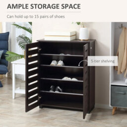 Shoe Storage Cabinet With Slatted Doors For 15 Pairs Of Shoes Brown - thumbnail 6