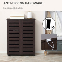 Shoe Storage Cabinet With Slatted Doors For 15 Pairs Of Shoes Brown - thumbnail 5
