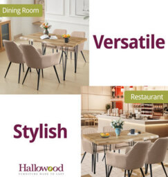 Hallowood Furniture Cullompton Large Dining Table 120Cm, Live Edge Effect Top,  With 4 Light Brown Fabric Arm Chairs - thumbnail 6