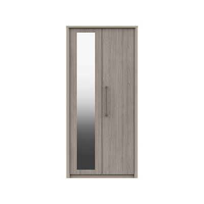 Burlington 2 Door Robe With Mirror - Fired Earth And Grey Oak On Express Delivery And Ready Assembled - image 1