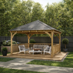 Rutland County Garden Furniture Ayston Apex Gazebo - Light Green - 4M Width X 4M Length - Slate Grey Felt - thumbnail 4