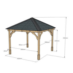 Rutland County Garden Furniture Ayston Apex Gazebo - Light Green - 4M Width X 4M Length - Slate Grey Felt - thumbnail 2