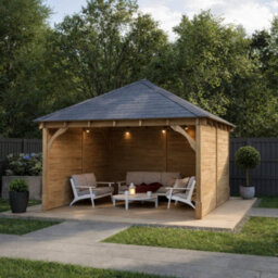 Rutland County Garden Furniture Ayston Apex Gazebo - Light Green - 4M Width X 4M Length - Slate Grey Felt - thumbnail 3