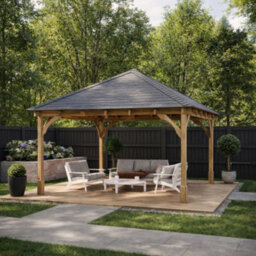 Rutland County Garden Furniture Ayston Apex Gazebo - Light Green - 4M Width X 4M Length - Slate Grey Felt - thumbnail 6