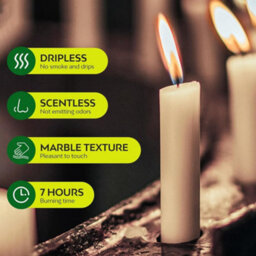 Taper Dinner Candles, Non-Drip Long Candles, 7 Hour Burn Time, Paraffin Wax, Cotton Wicks, Unscented, Ivory White, 50 Pack - thumbnail 2